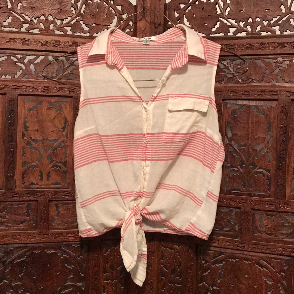 Minimalist button up striped blouse